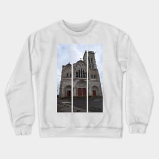 Vezelay Abbey is a Benedictine and Cluniac monastery in the Bourgogne-Franche-Comte. Cloudy winter day. (vertical) Crewneck Sweatshirt